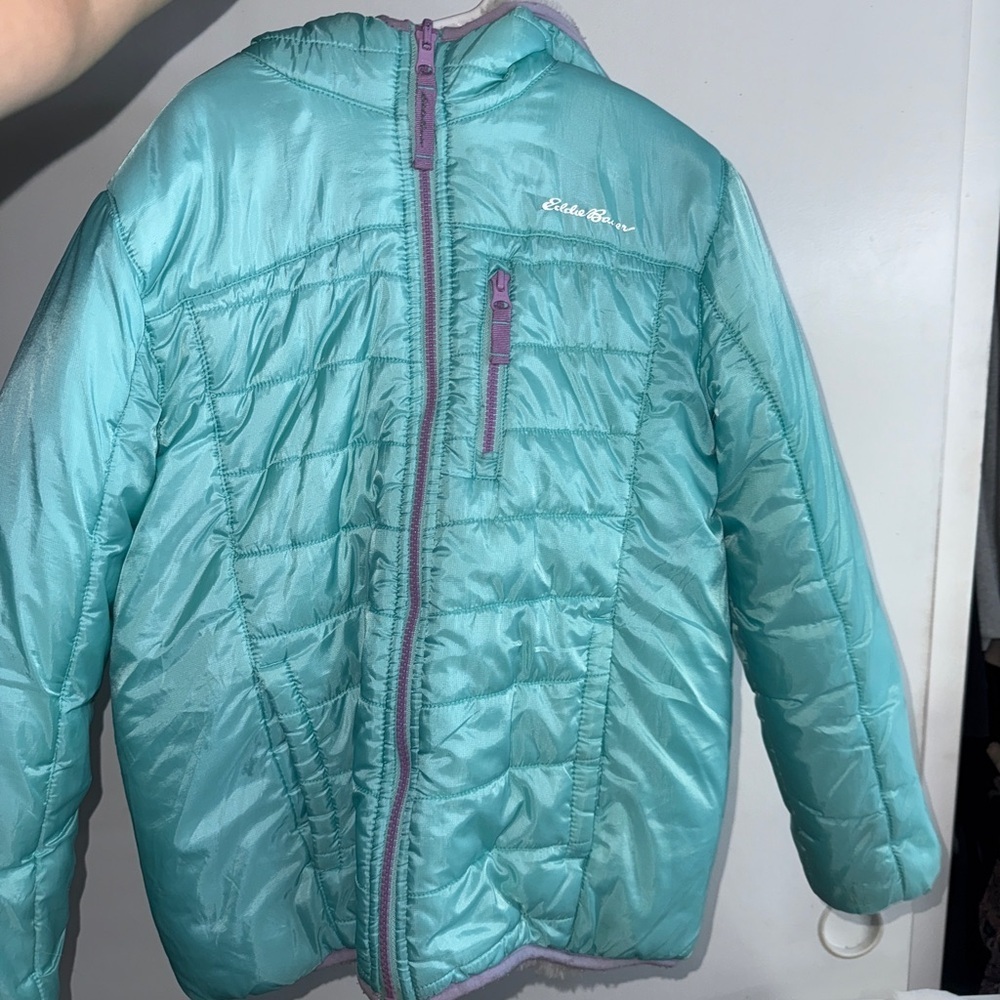 Eddie Bauer White Reversable Fleece Lined Jacket